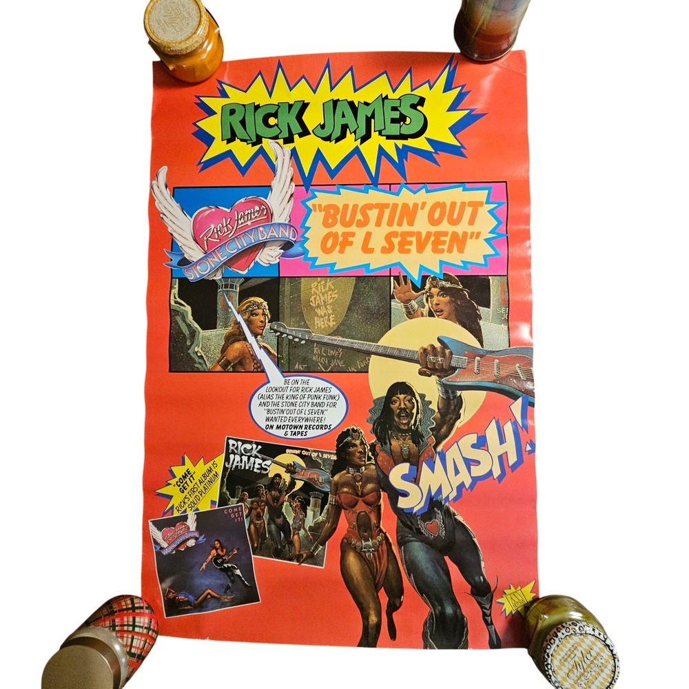 Rick James Bustin' Out Of L Seven Vintage 1979 Promo Album Poster‎ Motown Funk